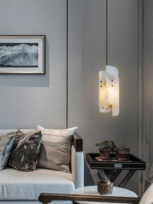 Modern decorative chandelier in natural marble minimalist - vue 3 sur 7