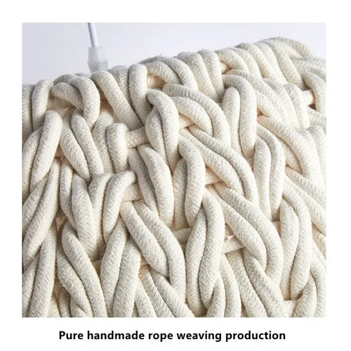 Nordic Hand-Woven Wabi Sabi Chandelier For Dining Room Study Loft LED Hanging Light Kitchen Island Cafe Bar Pendant Lamp Fixture