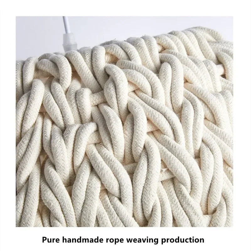 Nordic Hand-Woven Wabi Sabi Chandelier For Dining Room Study Loft LED Hanging Light Kitchen Island Cafe Bar Pendant Lamp Fixture - vue 7 sur 7