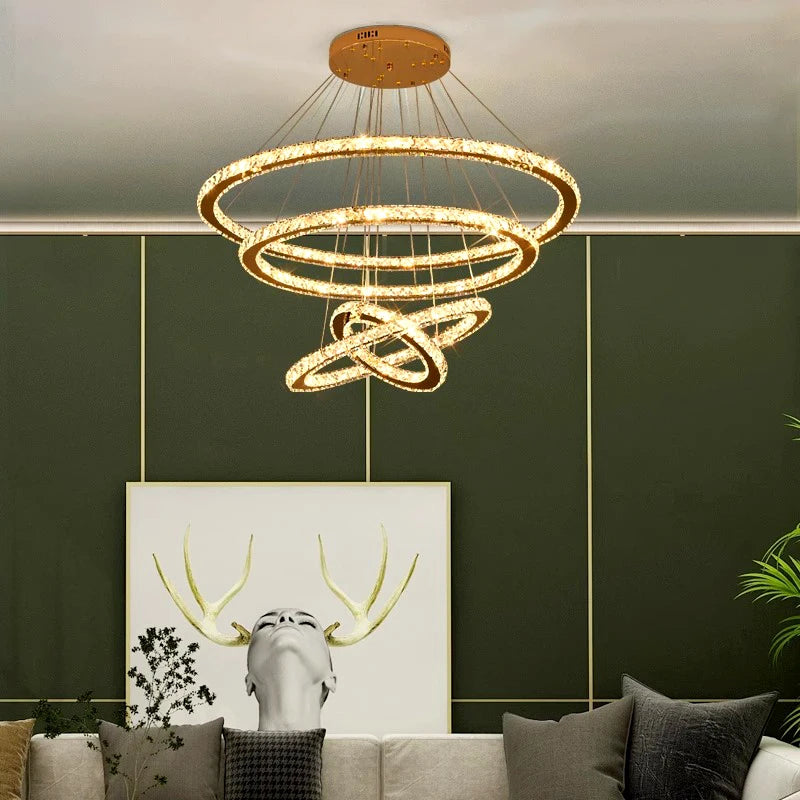 lustre moderne en cristal éclairage intérieur led suspendu - vue 4 sur 12