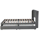 VSOGA Upholstered Bed 180 X 200 Cm Velvet With Slatted Backrest 2 Drawers, Black，160 X 200 Cm, Gray