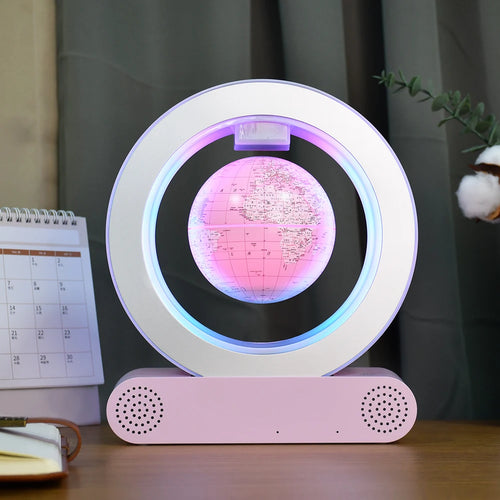 Magnetic Levitation Base Build-In Bluetooth & LED Light 4in Globe Desk Lamp Night Light for Room, Home, Office Desk Toys Decor - vue 3 sur 7
