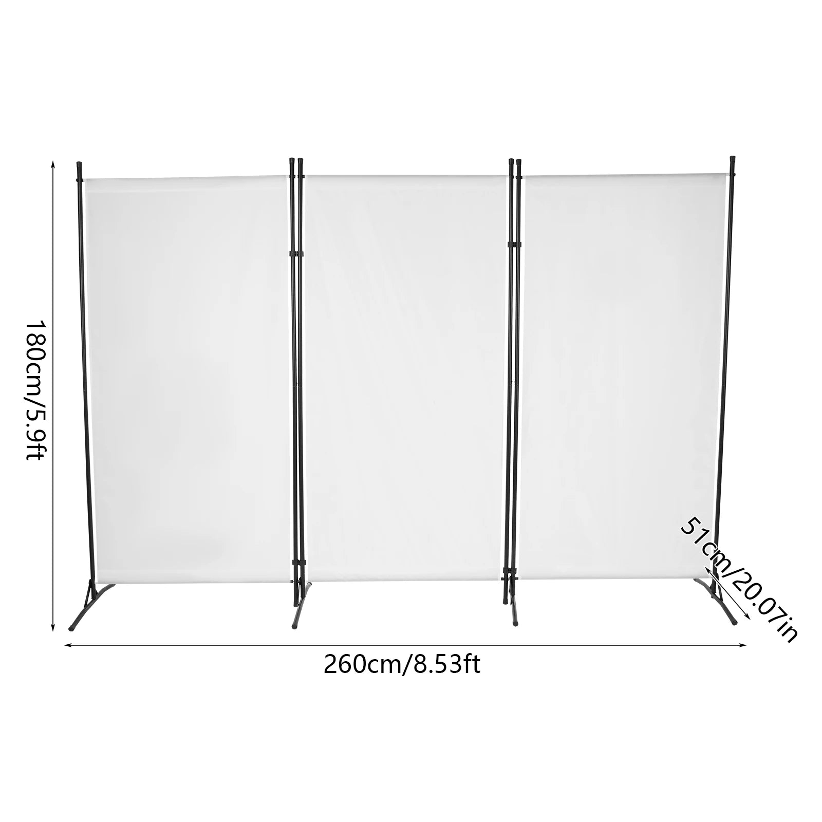 3/4 Panel Folding Room Divider Freestanding Tall Privacy Screens Partition Office/Room Partition Divider, 2.6×1.8m / 2×1.7m - vue 5 sur 8