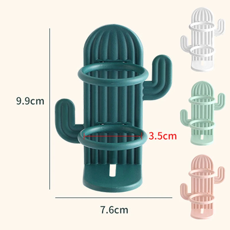 porte-brosse à dents cactus mural pour salle de bain et maquillage - vue 7 sur 10