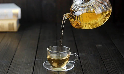 Théière citrouille fleurie rayée verre avec infuseur