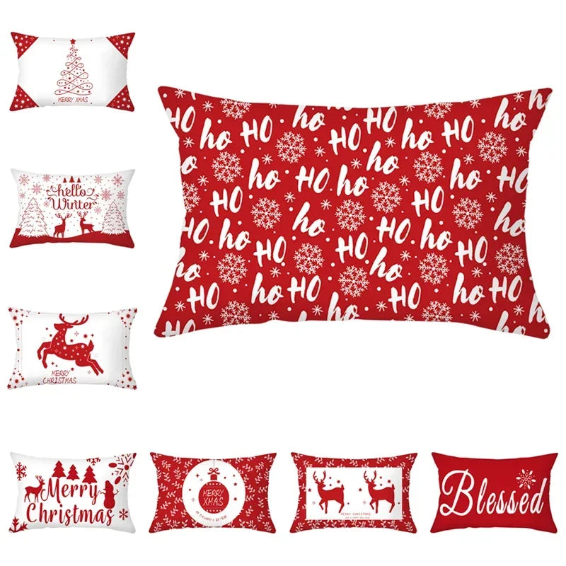 housse de coussin rouge de Noël pour décoration intérieure