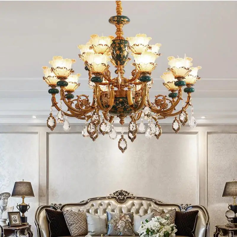 lustre en céramique avec éclairage cristal pour décoration intérieure - vue 3 sur 12