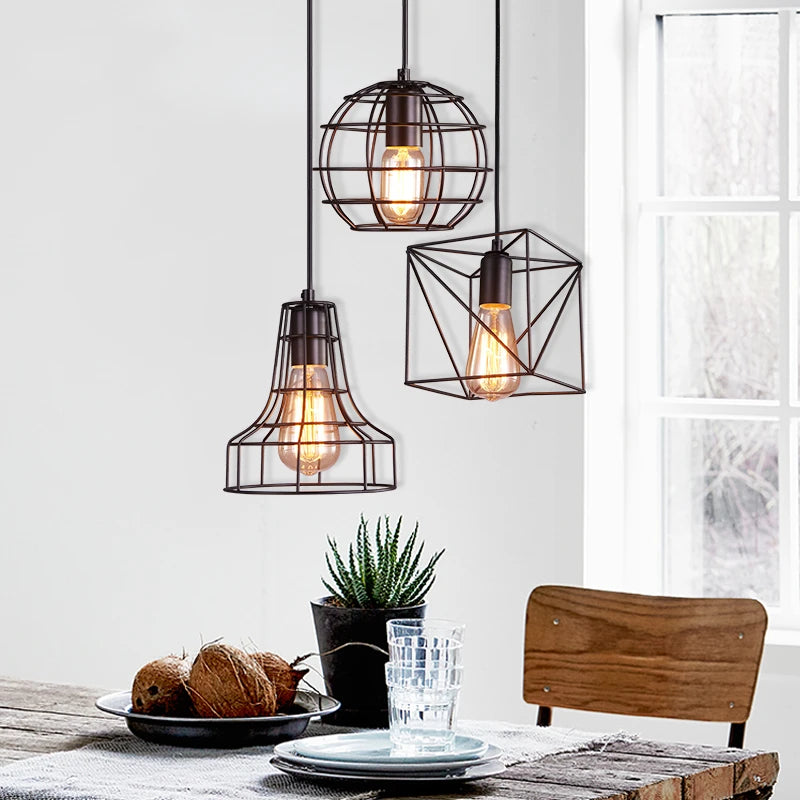 suspension industrielle vintage en fer pour restaurant bar loft - vue 5 sur 17
