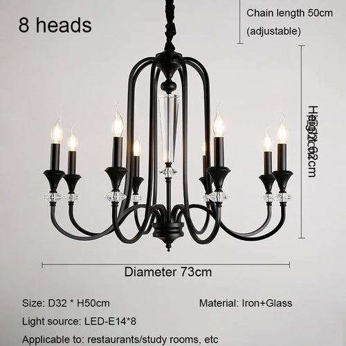 lustre rétro luxe en cristal style américain - vue 9 sur 10