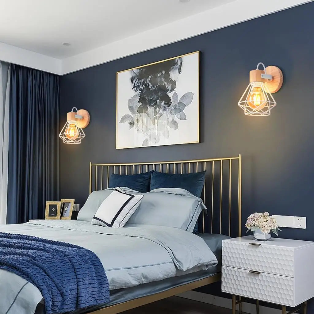 applique murale rétro industrielle en fer et bois décoration d'intérieur moderne - vue 6 sur 15