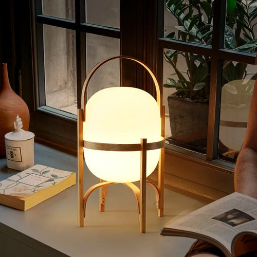 lampe sur pied bois moderne art éclairage table salon étude chambre portable - vue 4 sur 8