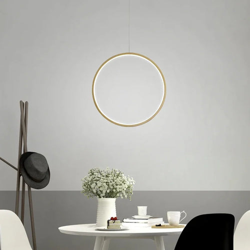 Minimalist circular pendant chandelier for modern interiors - vue 4 sur 18