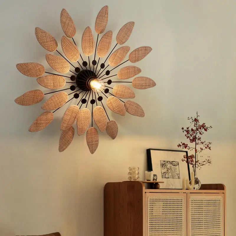 appliques murales en rotin wabi sabi pour intérieur et salon de thé - vue 5 sur 6