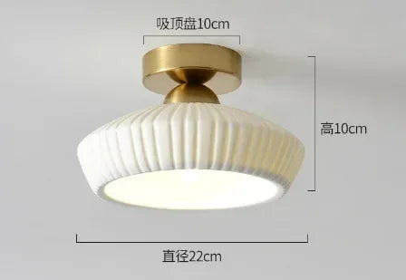 Minimalist Japanese retro ceramic pendant light for interior decoration - vue 19 sur 21