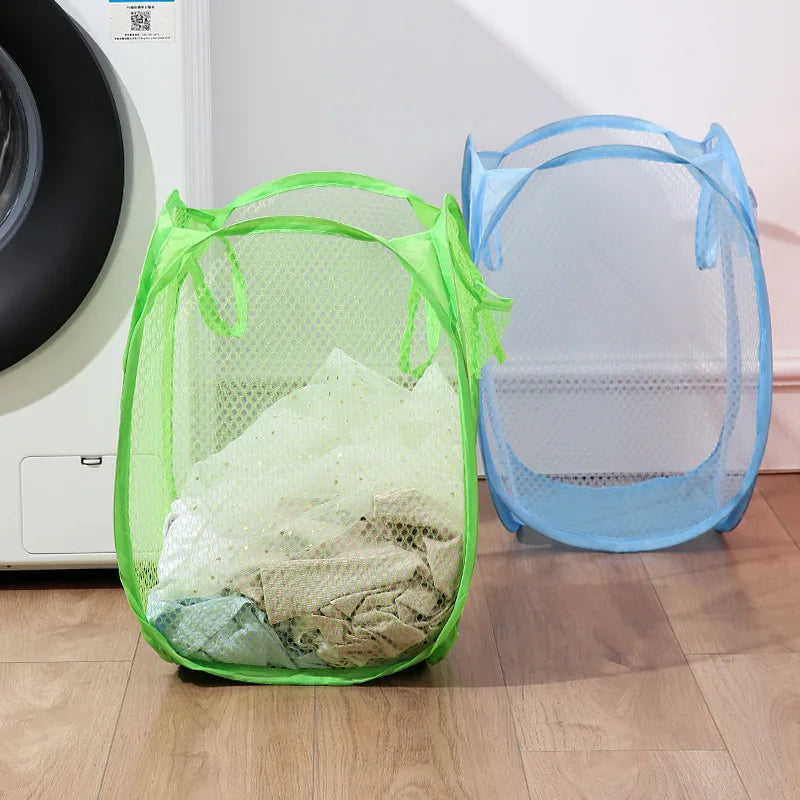 panier pliable pour tri de linge sale en maille - vue 5 sur 8