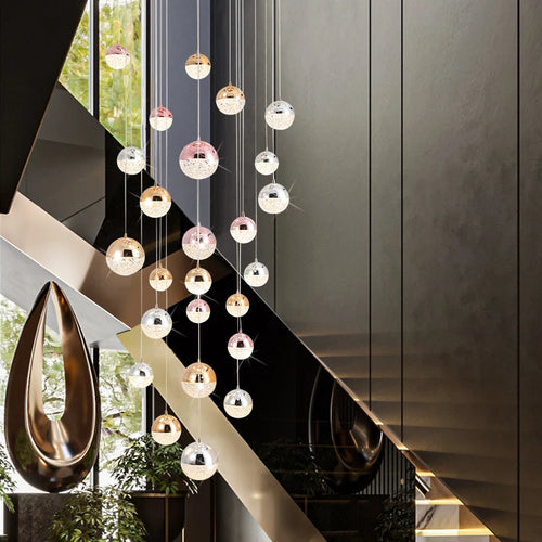 Modern minimalist long acrylic sphere chandelier for nordic villa - vue 4 sur 10