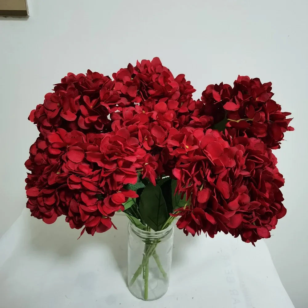 bouquets d'hortensias artificiels en soie pour décoration florale - vue 6 sur 12