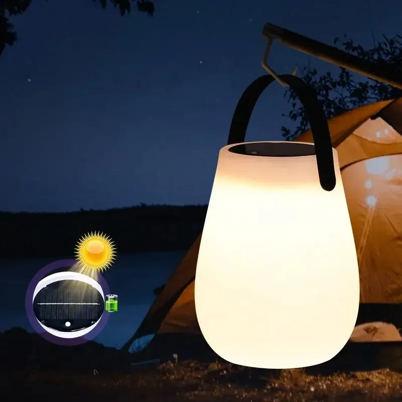 lampe de camping solaire rechargeable avec poignée en silicone - vue 2 sur 9