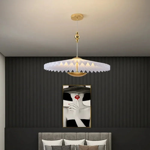minimalist folding pleated chandelier led flying saucer - vue 4 sur 12