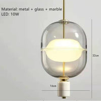 lampe suspendue nordique en verre avec plafonnier en marbre et métal