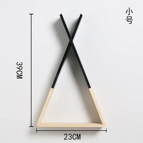 Triangle Wooden Shelf for Wall Decoration, Decorative Crafts, Storage Holder, Living Room, Kids Room - vue 11 sur 10