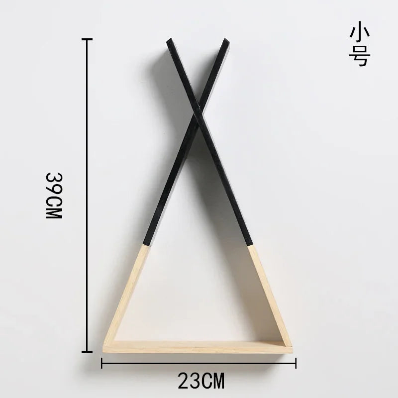 Triangle Wooden Shelf for Wall Decoration, Decorative Crafts, Storage Holder, Living Room, Kids Room - vue 10 sur 10