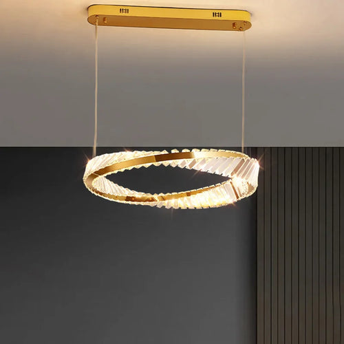 Plafonnier design doré moderne avec cristal - vue 4 sur 14