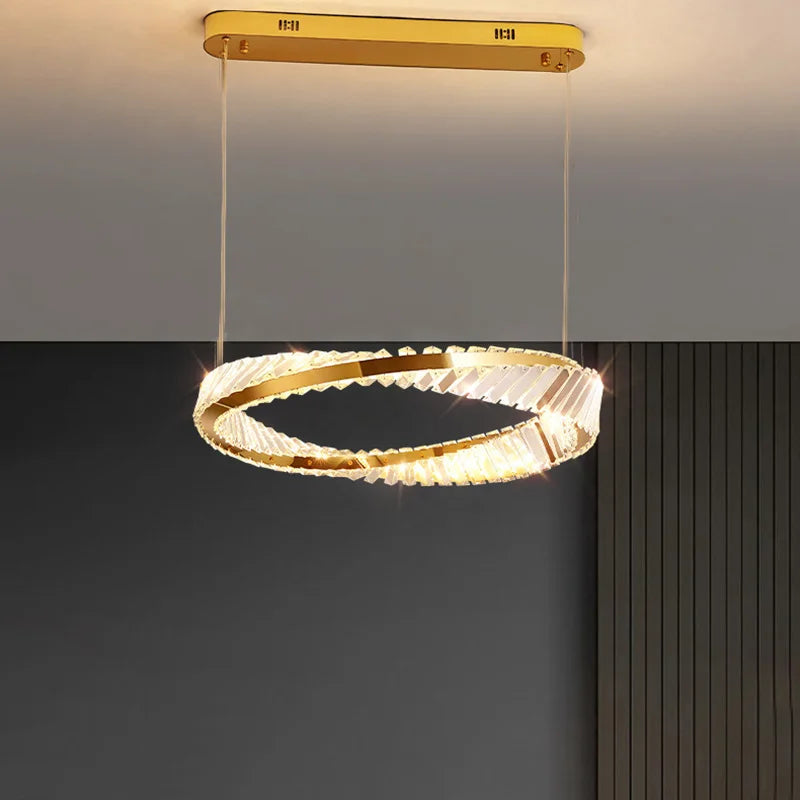 Plafonnier design doré moderne avec cristal - vue 3 sur 14