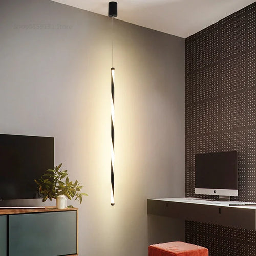 Nordic minimalist pendant light creative long line design - vue 4 sur 10
