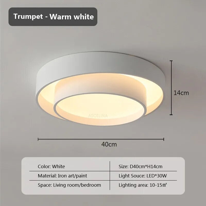 Plafonnier moderne led minimaliste blanc double rond - vue 8 sur 18