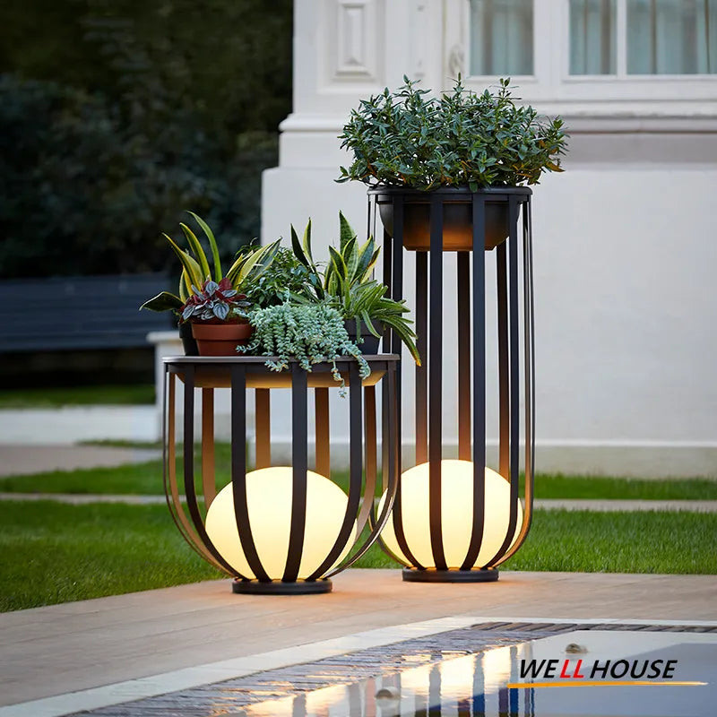 Lampadaire solaire de jardin lampe nordique en pot de fleurs pour Villa cour cour passerelle couloir décor extérieur IP65 éclairage étanche