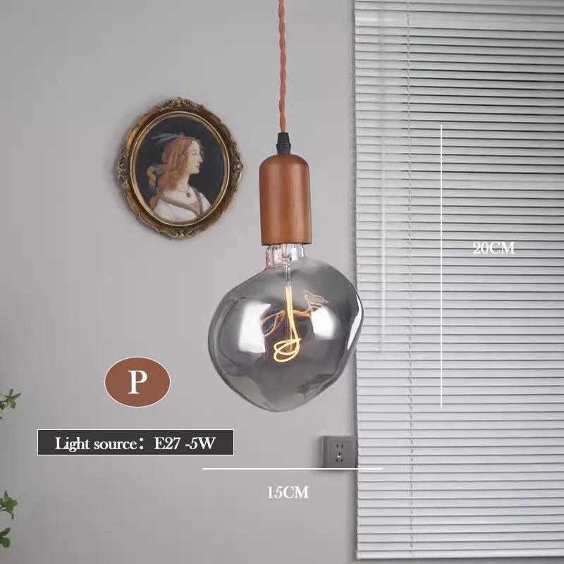 lustre en verre d'art rétro en bois massif créatif pour décoration intérieure - vue 15 sur 25