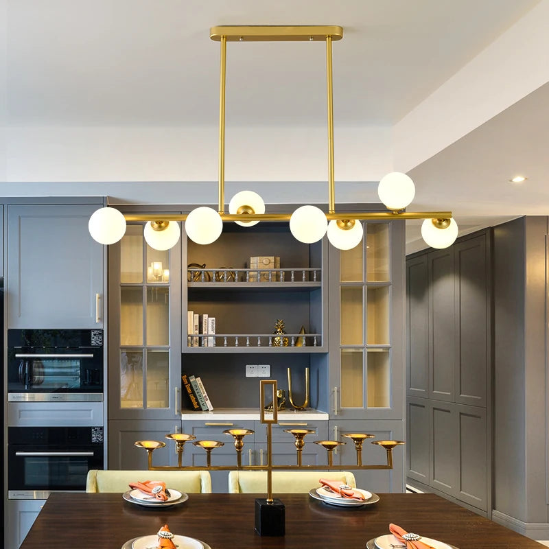 Lustre design boules de verre horizontales - vue 5 sur 20