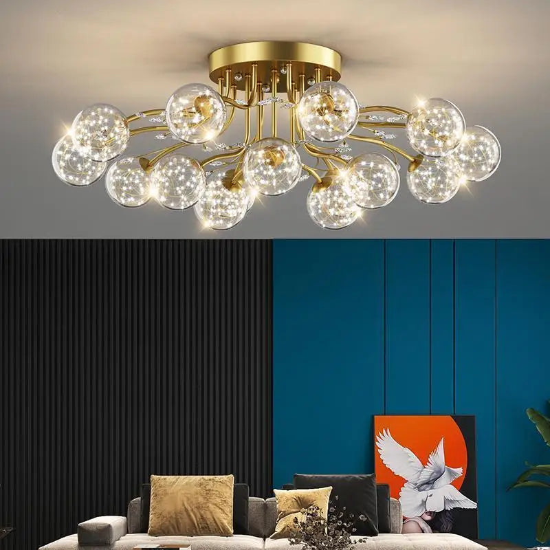 lustre en verre cristal design moderne pour décoration intérieure - vue 5 sur 17