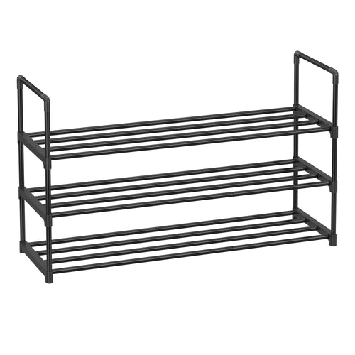 SONGMICS Shoe Rack 3 Tier, Metal Shoe Rack for 12-15 Pairs, Stackable, Hallway, Living Room, Bedroom, 30 x 92 x 55 cm