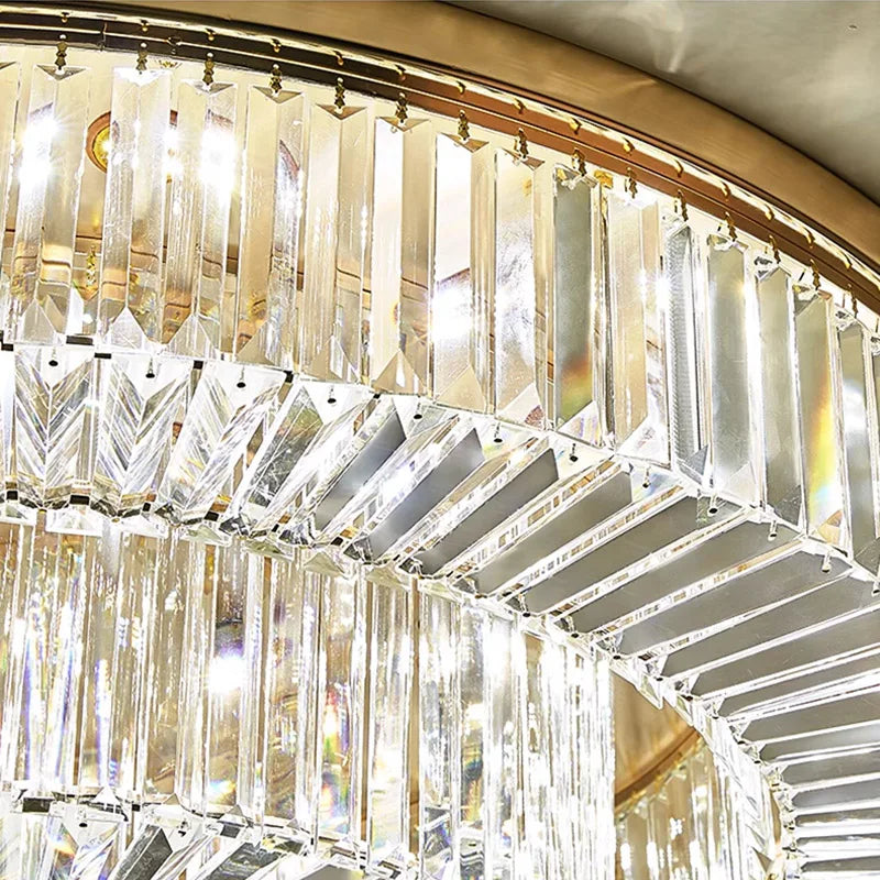 Or Lustre moderne éclairage décoration de la maison de luxe cristal salon plafonnier Dimmable Lustre anneau luminaire LED - vue 7 sur 10
