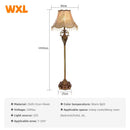 European LED Floor Lamp, Fabric, Rural Retro Living Room Lamp, Creative Vertical Table Lamp, Simple Study, Bedroom, Bedside Lamp
