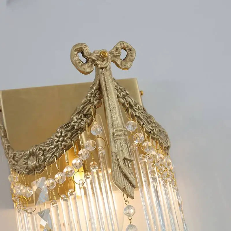 applique murale rétro en cristal et laiton vintage pour intérieur élégant - vue 6 sur 7