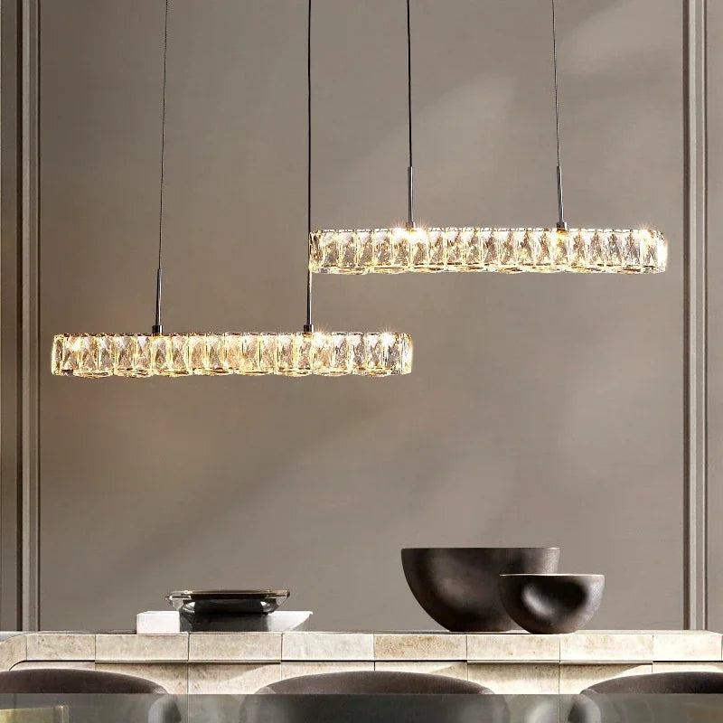 lustre led moderne en cristal avec intensité variable pour la maison - vue 4 sur 13