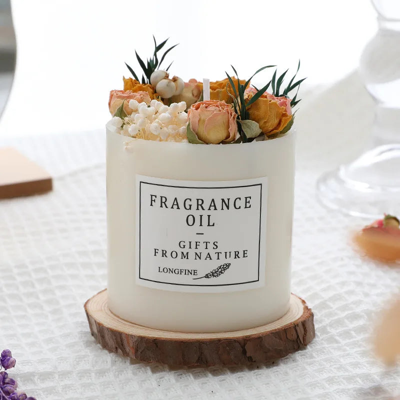 bougie parfumée fleurs séchées en cire de soja décorative et romantique - vue 16 sur 16