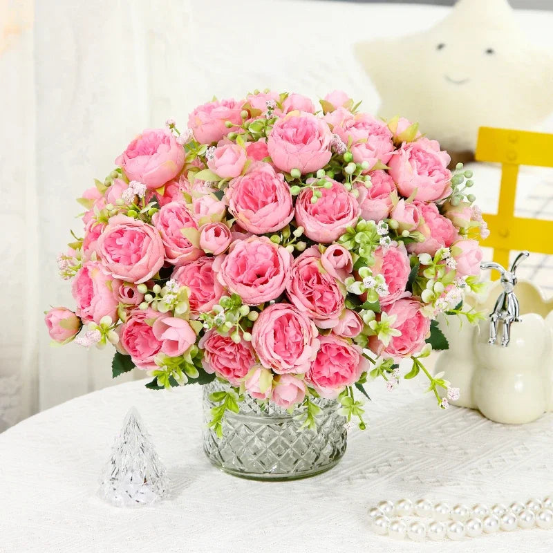 pivoines artificielles en soie pour décoration élégante et raffinée - vue 7 sur 15