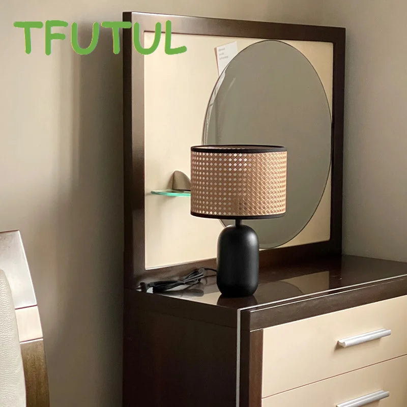 Lampe Vintage Rotin Bureau Bambou Chambre - vue 7 sur 7