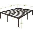 3500lbs Heavy Duty,18 Inch Metal Platform Bed Frame Steel Slat Mattress Foundation/Reinforced Platform/Noise Free/Easy Assembly