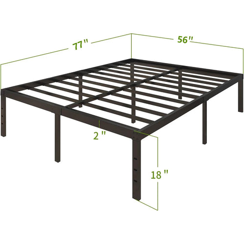 3500lbs Heavy Duty,18 Inch Metal Platform Bed Frame Steel Slat Mattress Foundation/Reinforced Platform/Noise Free/Easy Assembly - vue 8 sur 10
