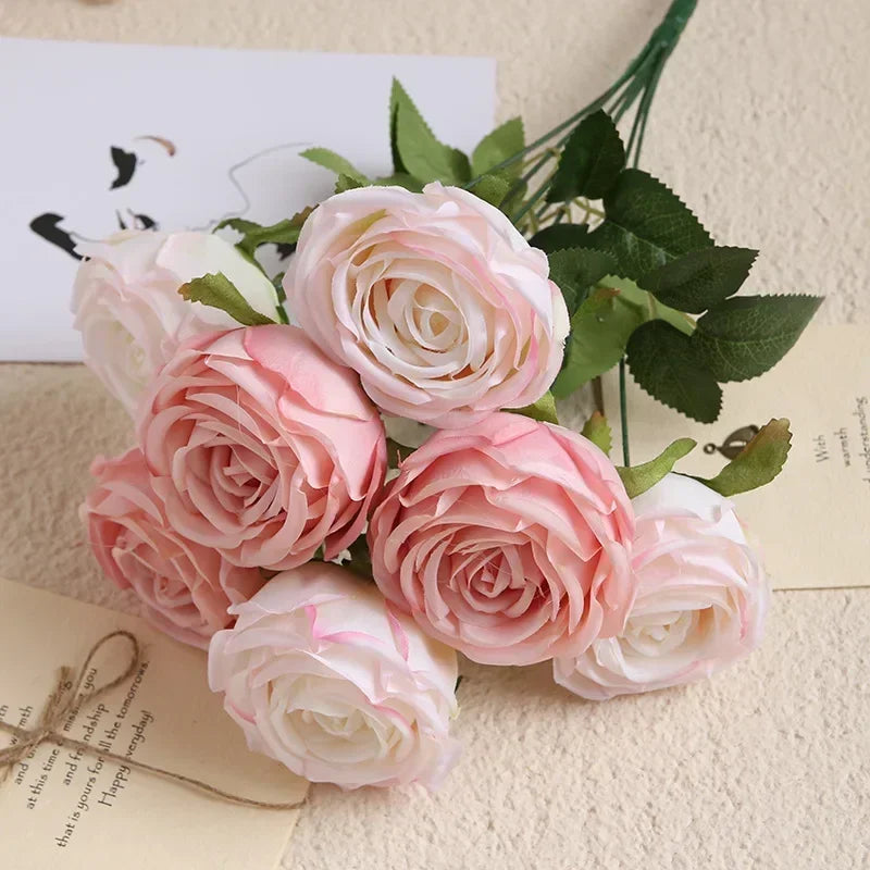 bouquet de roses artificielles en soie pour décoration élégante - vue 6 sur 17