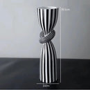 Black and White Striped Twisted Rope Knot Single Candle Holder, Resin, Dining Table Wedding Center Decoration, Modern Decoration