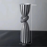 Black and White Striped Twisted Rope Knot Single Candle Holder, Resin, Dining Table Wedding Center Decoration, Modern Decoration
