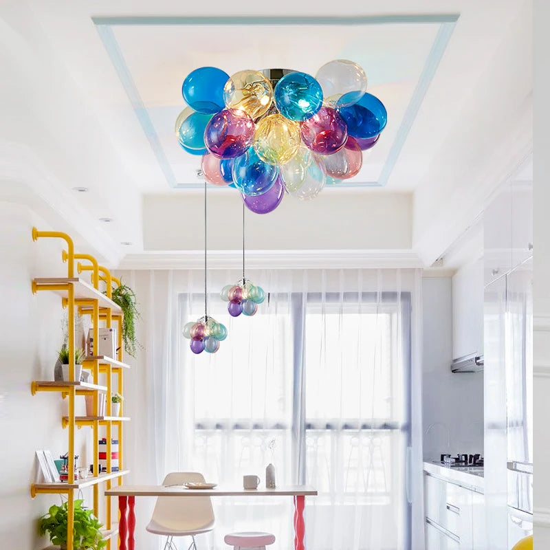 Moonriver éclairage moderne créatif couleur lampes suspendues pour plafond boule de verre lustre salon suspension lumière chambre décor