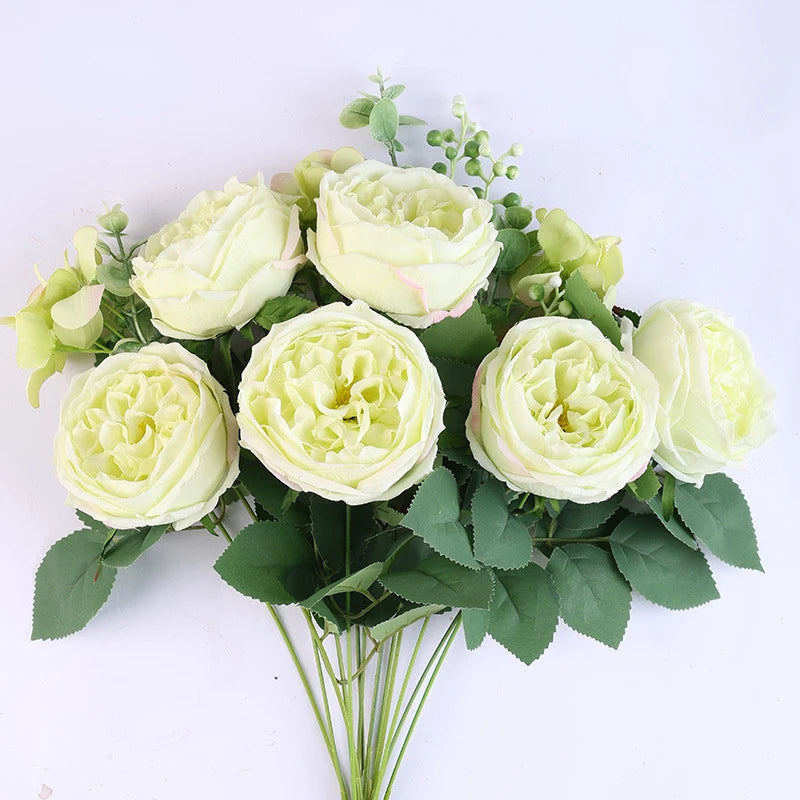 bouquet de roses artificielles en soie pour décoration intérieure - vue 12 sur 16