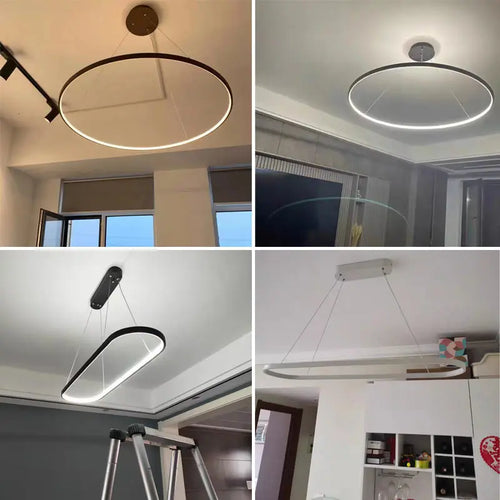 Modern LED ring for minimalist suspended decor - vue 7 sur 18